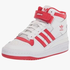 Adidas Forum Mid Big Kids Red and White High-Top Sneakers